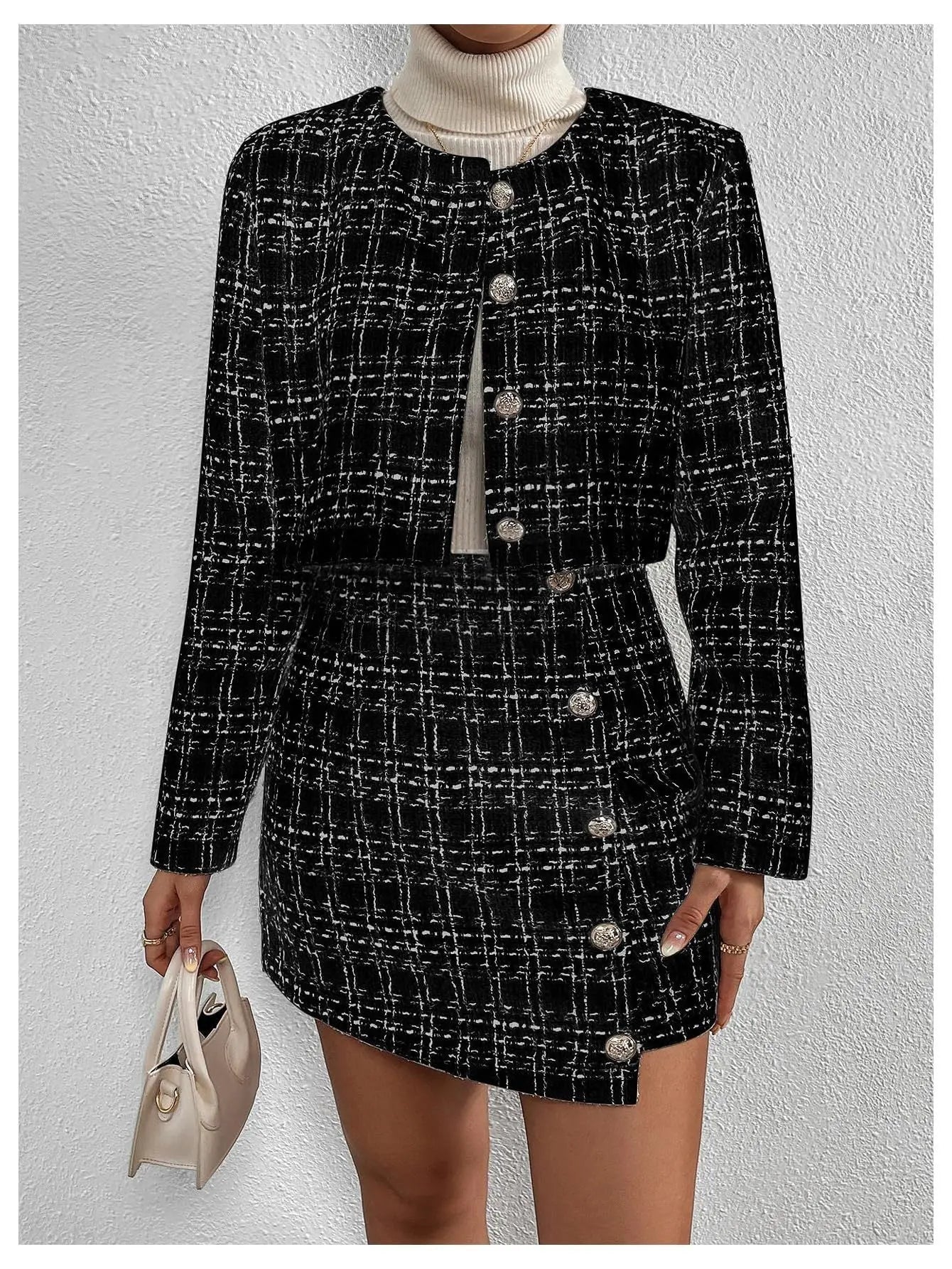 Knitting Classic Style Jacket Half Body Skirt Outfit null