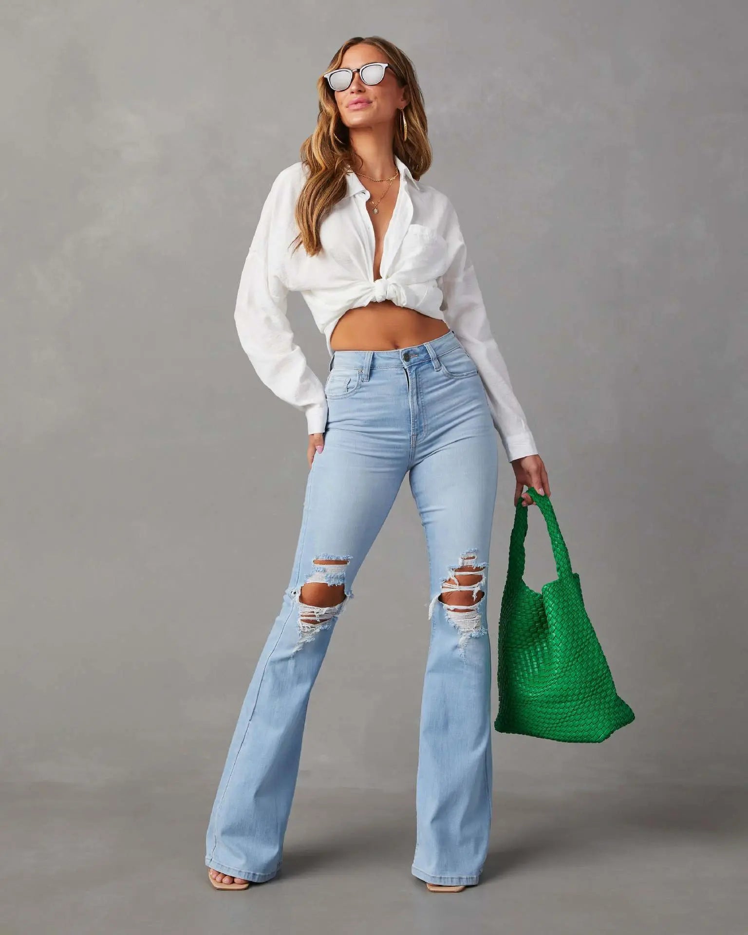 Women Fashion Temperament Wide-leg Jeans null