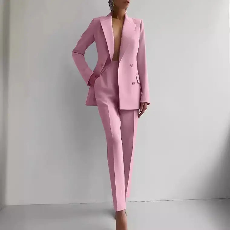 Casual Suits Fashion Long Sleeve Single-breasted Jacket Top And Slim Fit Trousers Women's Business Suits Velare Lux