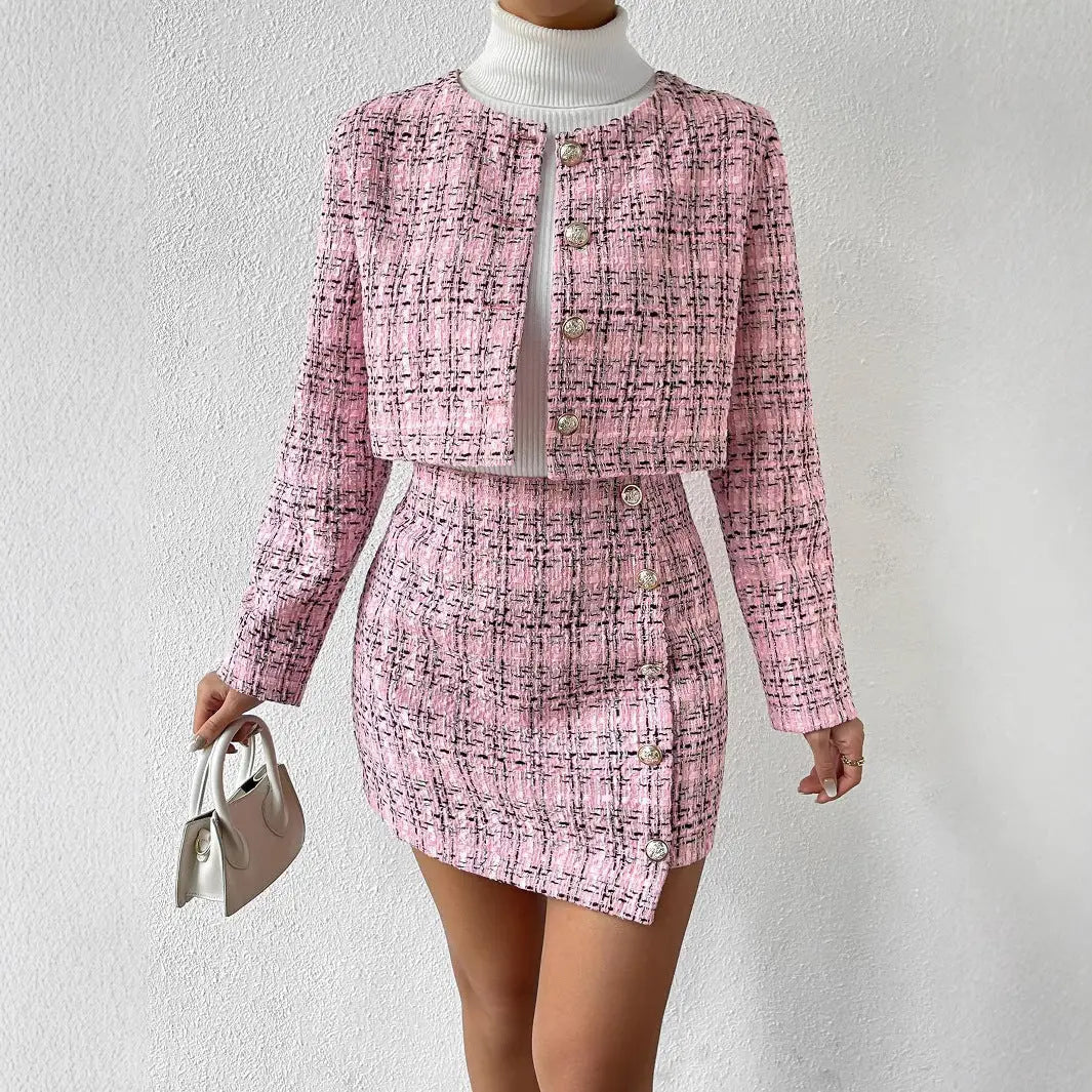 Knitting Classic Style Jacket Half Body Skirt Outfit null