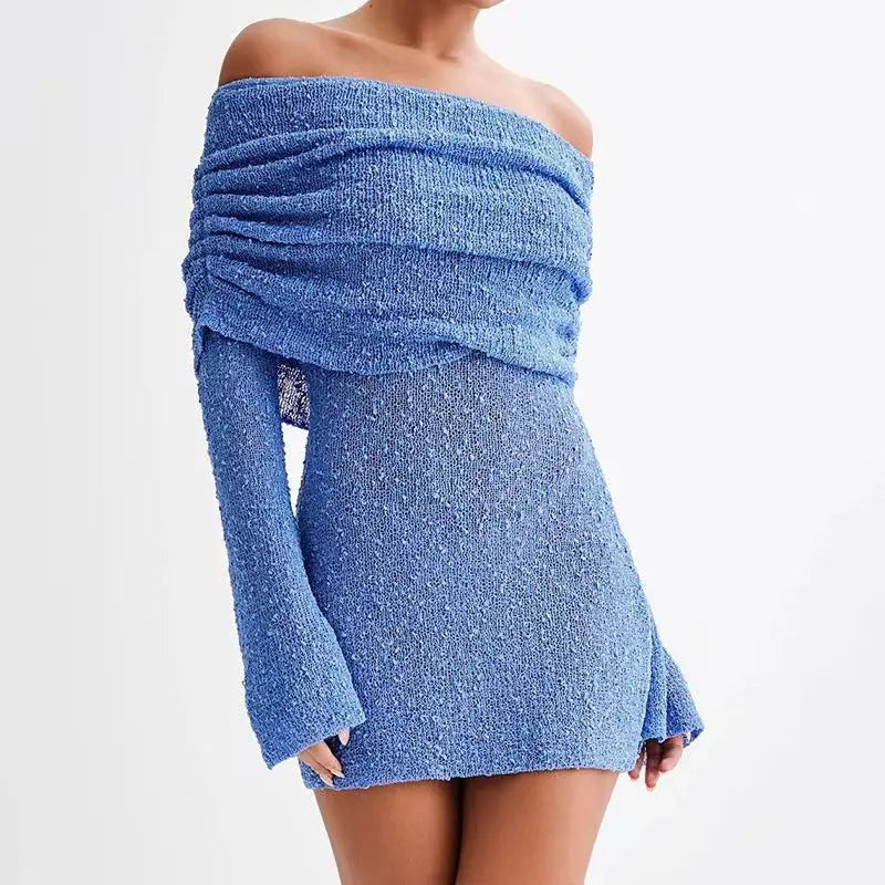 Off Shoulder Bodycon Long Sleeve Mini Dress null