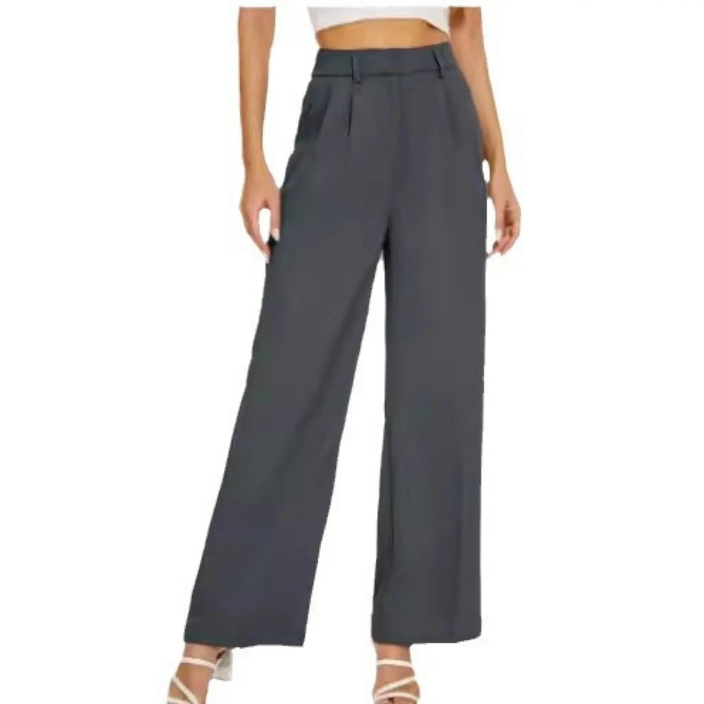 High Waist Straight Trousers With Pocket null