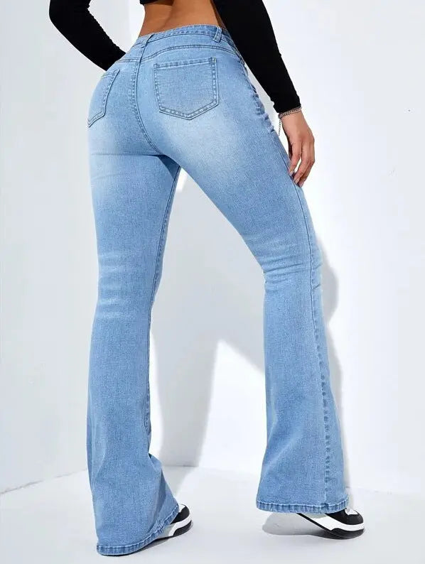 Women's Slim-fit Jeans Pants With Flared Design null