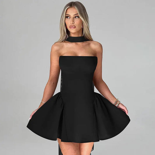 Sexy Tube Top Dress With Back Zipper Design null