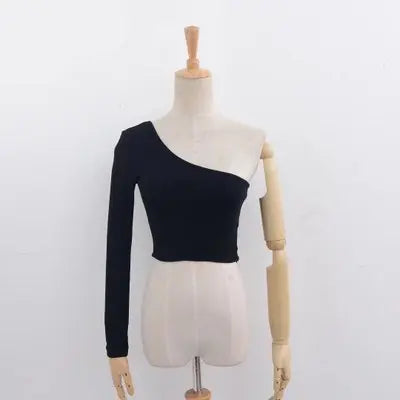 Off Shoulder Sexy Female Knitted Crop Top null