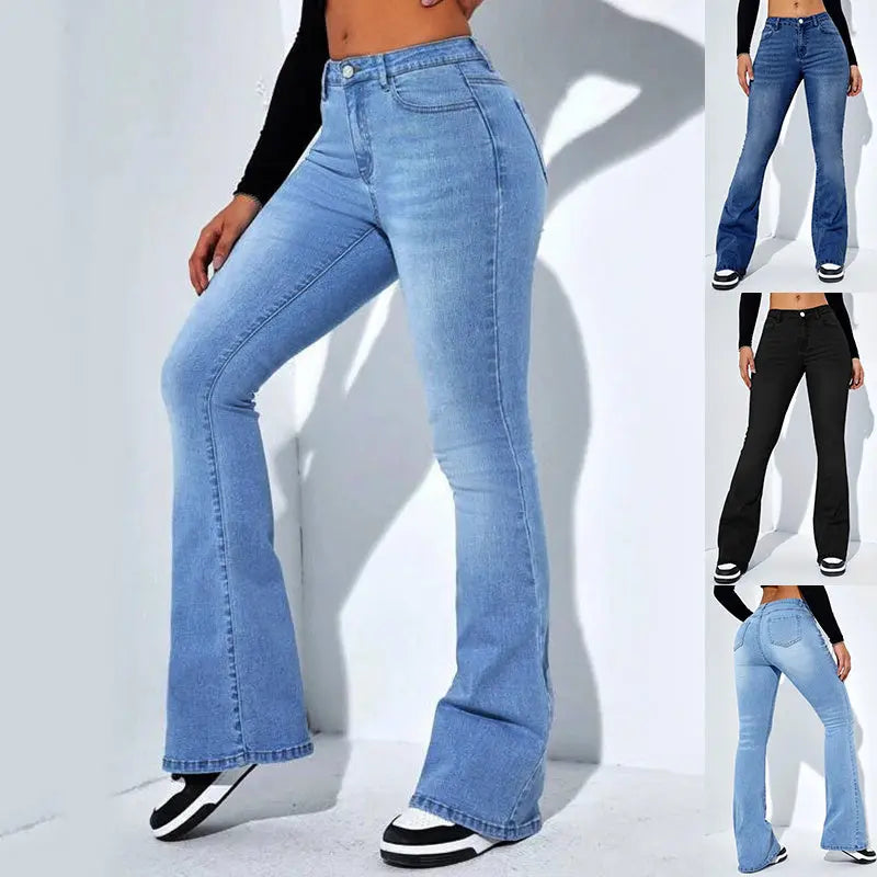 Women's Slim-fit Jeans Pants With Flared Design null