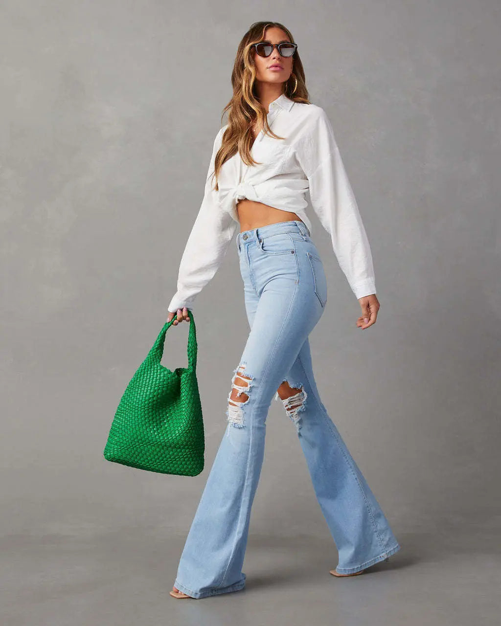 Women Fashion Temperament Wide-leg Jeans null