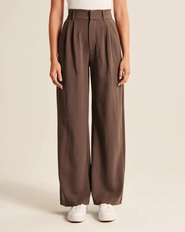 High Waist Straight Trousers With Pocket null