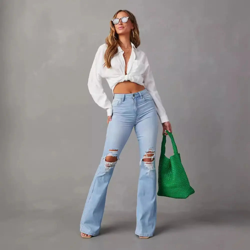 Women Fashion Temperament Wide-leg Jeans null