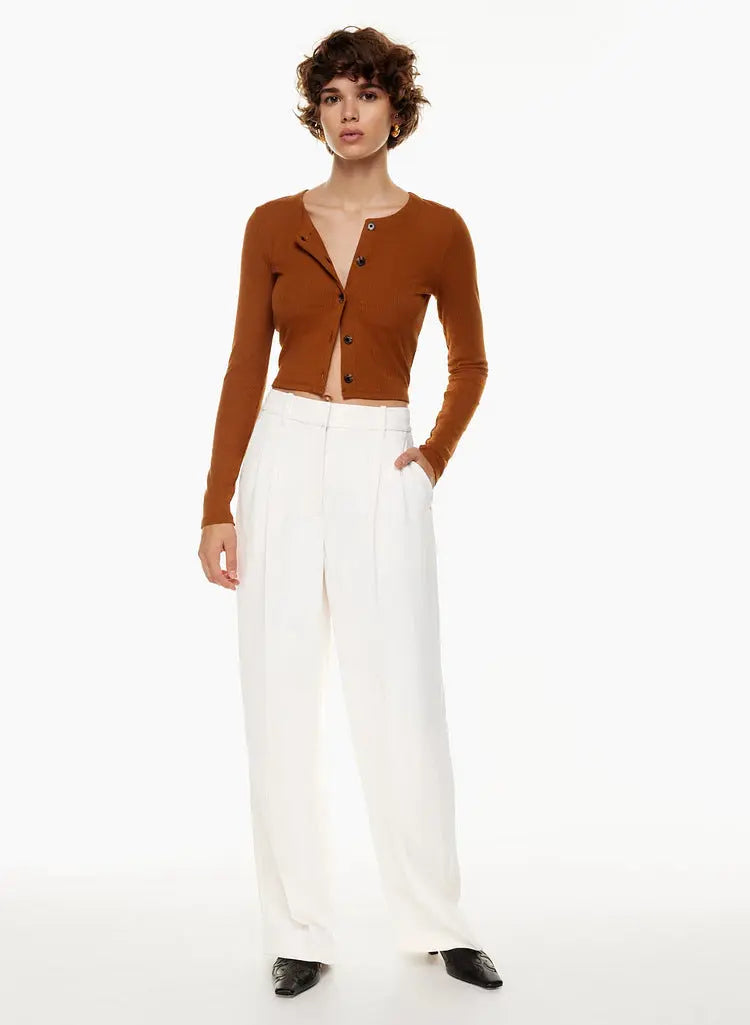 High Waist Straight Trousers With Pocket null