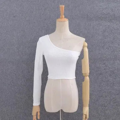 Off Shoulder Sexy Female Knitted Crop Top null