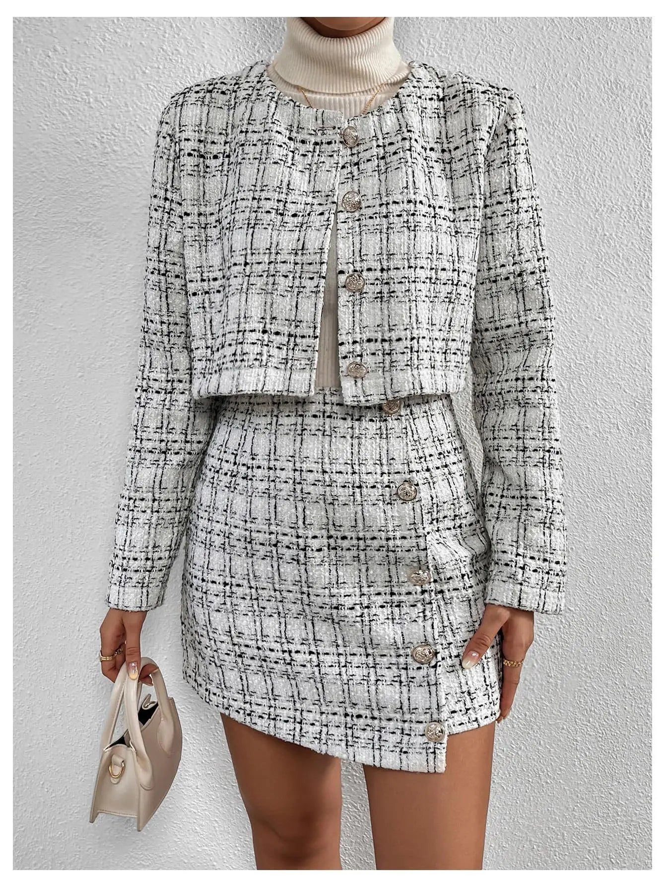 Knitting Classic Style Jacket Half Body Skirt Outfit null